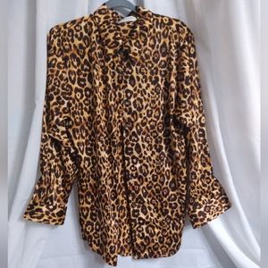 satin leopard shirt NWOT